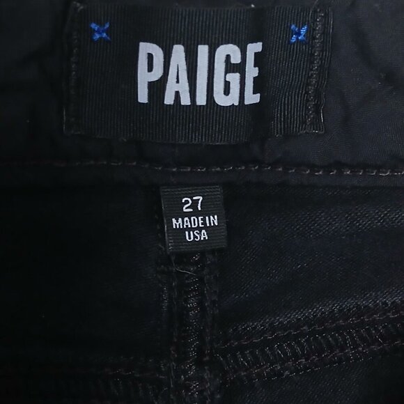 PAIGE Rafaela Pleated Cuff Raw Hem Crop Jeans In Joanie Black Size 27 - Picture 6 of 6